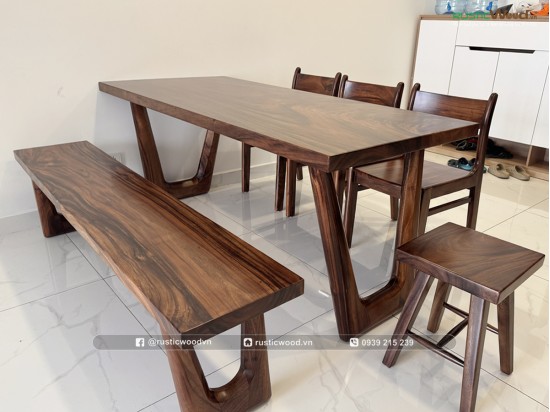 Bộ bàn ăn kết hợp băng ghế dài 1,8m