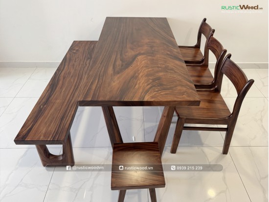 Bộ bàn ăn kết hợp băng ghế dài 1,8m