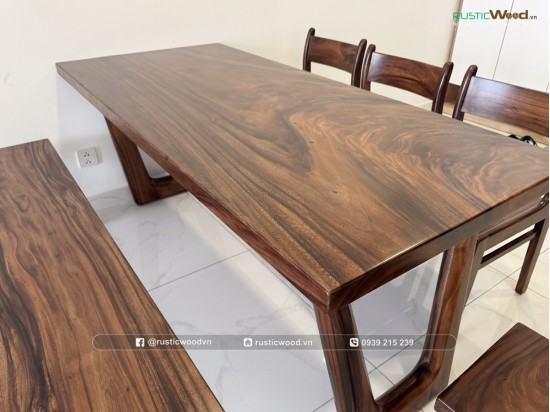 Bộ bàn ăn kết hợp băng ghế dài 1,8m