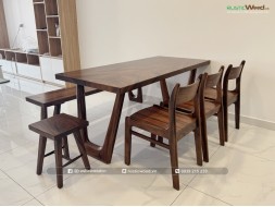 Bộ bàn ăn kết hợp băng ghế dài 1,8m