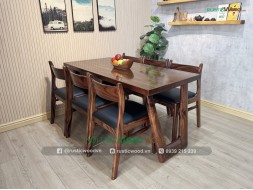 Bộ bàn ăn gỗ me tây 6 ghế bella bọc nệm