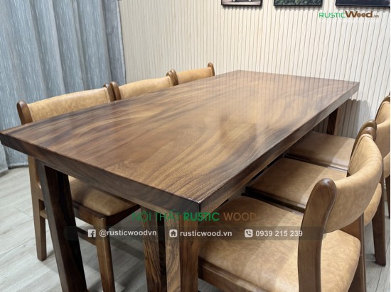 Bộ bàn ăn 6 ghế bella bọc nệm màu kem