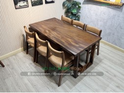 Bộ bàn ăn 6 ghế bella bọc nệm màu kem