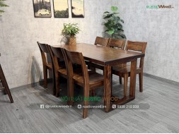 Bộ bàn 6 ghế gỗ me tây tựa xéo 1,6m