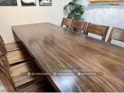 Bộ bàn gỗ me tây 8 ghế tựa xéo