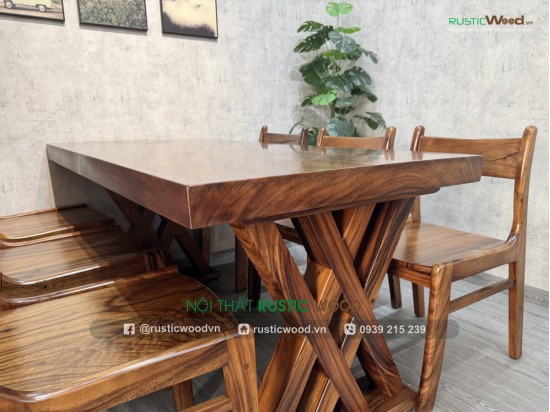 Bộ Bàn Ăn 6 Ghế Gỗ Me Tây