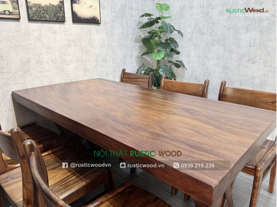 Bộ Bàn Ăn 6 Ghế Gỗ Me Tây