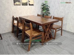 Bộ Bàn Ăn 6 Ghế Gỗ Me Tây