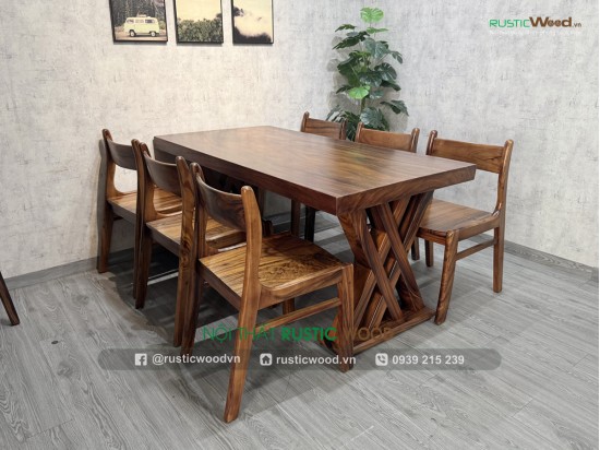 Bộ Bàn Ăn 6 Ghế Gỗ Me Tây