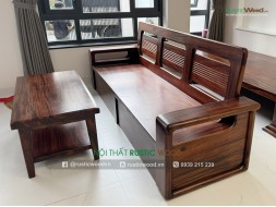 Bộ sofa gỗ me tây chân hộp hiện đại