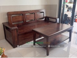 Bộ sofa gỗ me tây chân hộp hiện đại