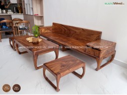 Bộ sofa chân quỳ gỗ me tây nguyên tấm 2,4m