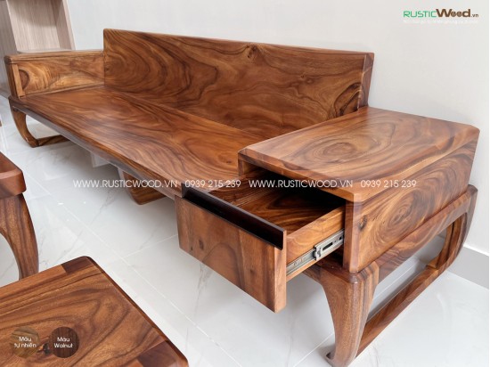 Bộ sofa chân quỳ gỗ me tây nguyên tấm 2,4m