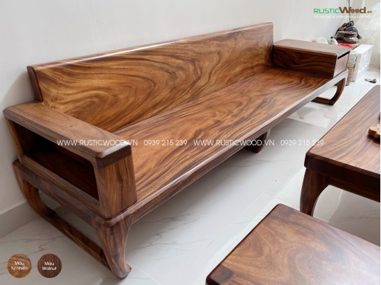 Bộ sofa chân quỳ gỗ me tây nguyên tấm 2,4m