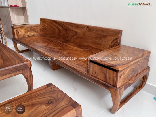 Bộ sofa chân quỳ gỗ me tây nguyên tấm 2,4m