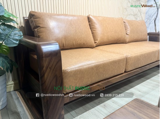Bộ Sofa Gỗ Me Tây Nguyên Tấm Bọc Nệm