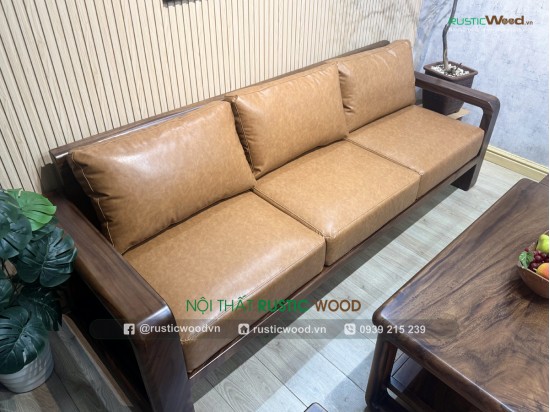 Bộ Sofa Gỗ Me Tây Nguyên Tấm Bọc Nệm