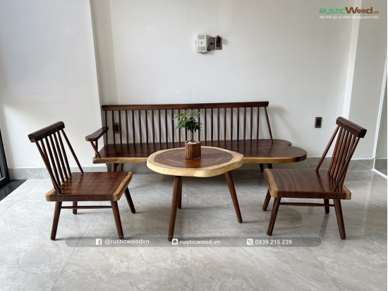 Bộ sofa nan gỗ me tây nguyên tấm phong cách mộc Bộ sofa nan gỗ me tây nguyên tấm phong cách mộc