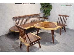 Bộ sofa nan gỗ me tây nguyên tấm phong cách mộc