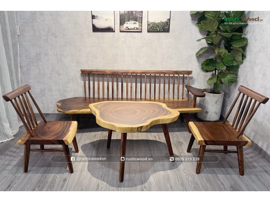 Bộ sofa nan gỗ me tây nguyên tấm phong cách mộc Bộ sofa nan gỗ me tây nguyên tấm phong cách mộc