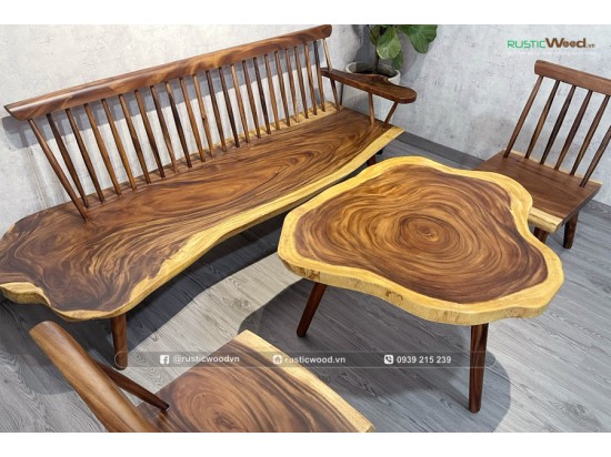 Bộ sofa nan gỗ me tây nguyên tấm phong cách mộc Bộ sofa nan gỗ me tây nguyên tấm phong cách mộc