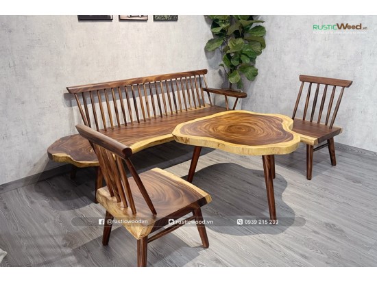 Bộ sofa nan gỗ me tây nguyên tấm phong cách mộc Bộ sofa nan gỗ me tây nguyên tấm phong cách mộc