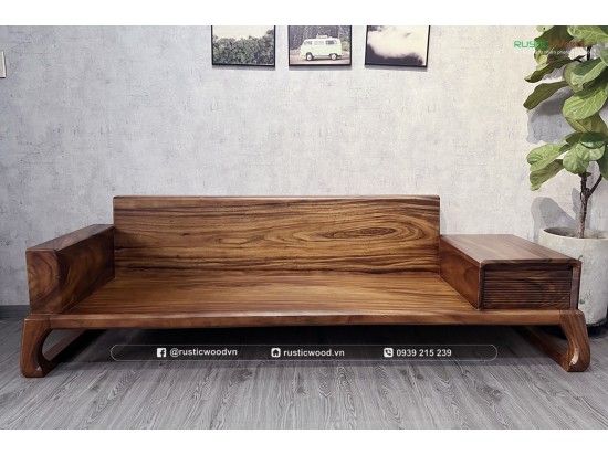 Ghế băng dài sofa chân quỳ gỗ me tây
