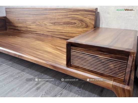 Ghế băng dài sofa chân quỳ gỗ me tây