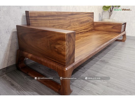 Ghế băng dài sofa chân quỳ gỗ me tây