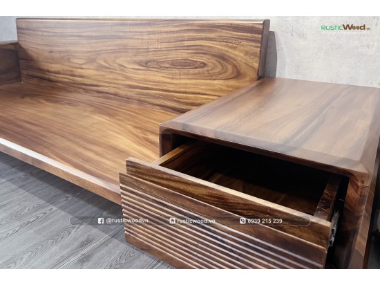 Ghế băng dài sofa chân quỳ gỗ me tây