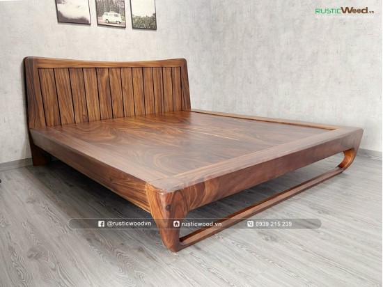 Giường Ngủ Gỗ Me Tây Nguyên Khối Chân Louis