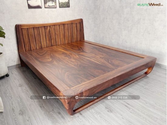 Giường Ngủ Gỗ Me Tây Nguyên Khối Chân Louis