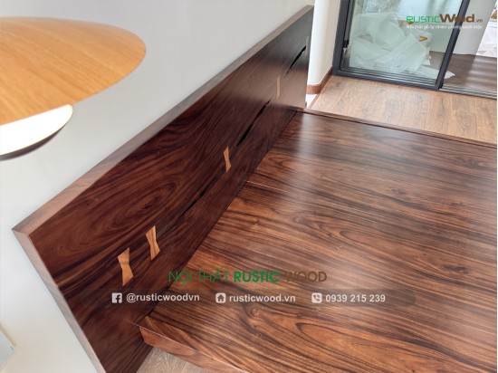 Giường ngủ gỗ me tây đầu ghép nơ