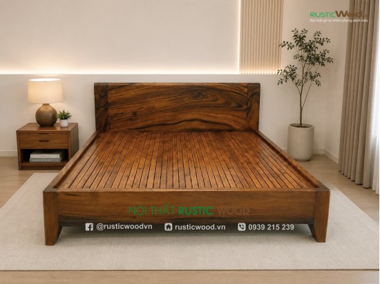 Giường ngủ gỗ me tây tự nhiên giá rẻ
