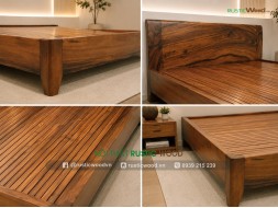 Giường ngủ gỗ me tây tự nhiên giá rẻ