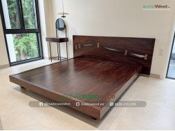 Giường ngủ gỗ me tây đầu ghép nơ