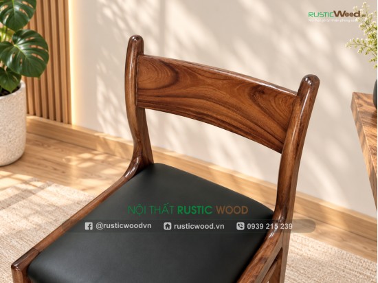 Ghế bella gỗ me tây mặt nệm tựa gỗ