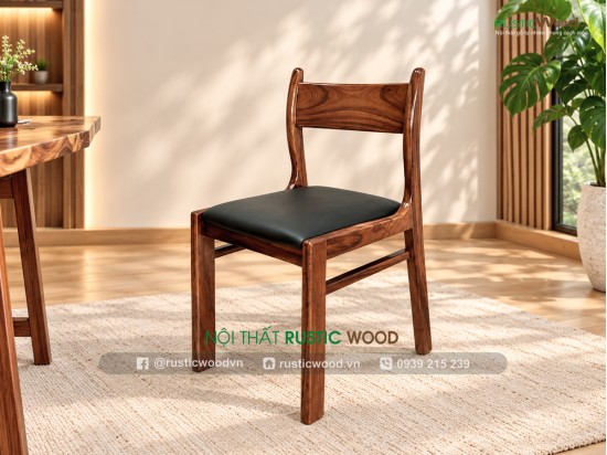 Ghế bella gỗ me tây mặt nệm tựa gỗ
