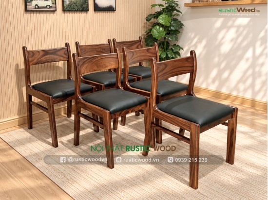 Ghế bella gỗ me tây mặt nệm tựa gỗ