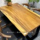 Bộ bàn ăn 4 ghế gỗ me tây nguyên tấm kết hợp chân sắt