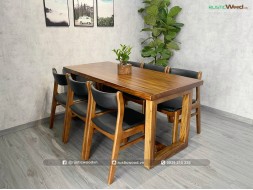 Bộ bàn ăn gỗ tự nhiên 6 ghế dài 1,6m