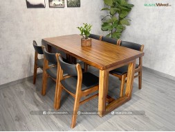 Bộ bàn ăn gỗ tự nhiên 6 ghế dài 1,6m