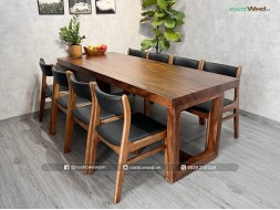 Bộ bàn ăn 8 ghế gỗ tự nhiên nguyên tấm dài 2m