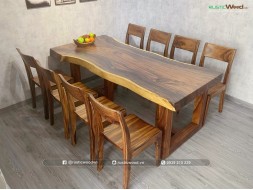 Bộ bàn ăn 8 ghế gỗ nguyên khối tự nhiên