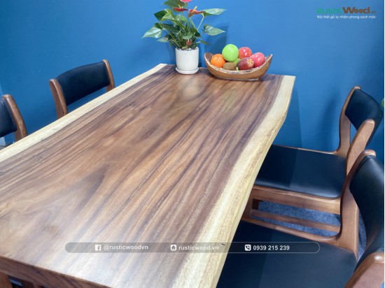 Bộ bàn ăn gỗ me tây 140cm + 4 ghế benla