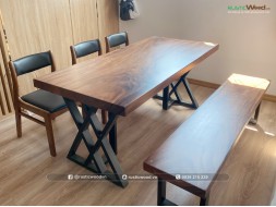 Bộ bàn ăn ghế benla kết hợp băng ghế dài 160cm