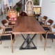 Bộ bàn ăn gỗ me tây nguyên tấm 200x85cm + 6 ghế