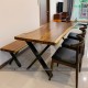 Bộ bàn ghế gỗ me tây nguyên tấm 75x180cm
