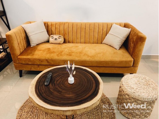 Bàn sofa gỗ me tây 90x90x6,5cm