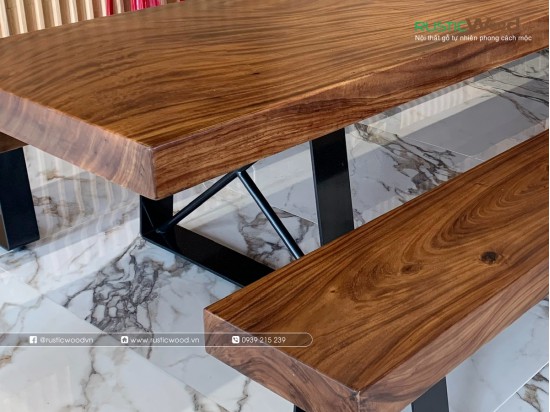 Bộ bàn K3 gỗ me tây nguyên khối 100x400cm